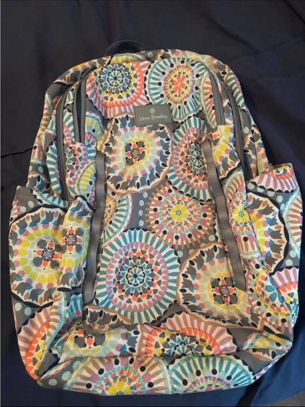 Vera Bradley Gray Multicolor Circular Print Backpack